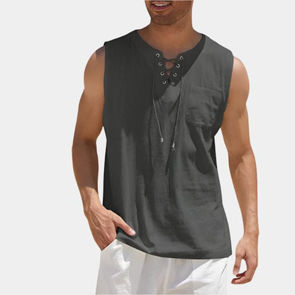 Sleeveless Drawstring Shirt