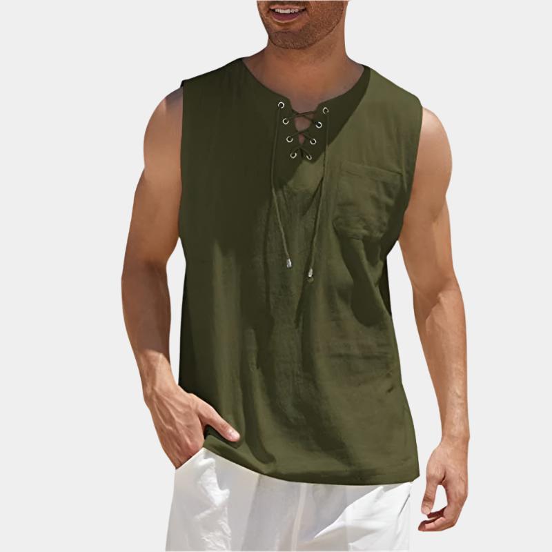 Sleeveless Drawstring Shirt