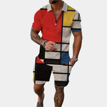 Patterned Polo 2 Piece Set