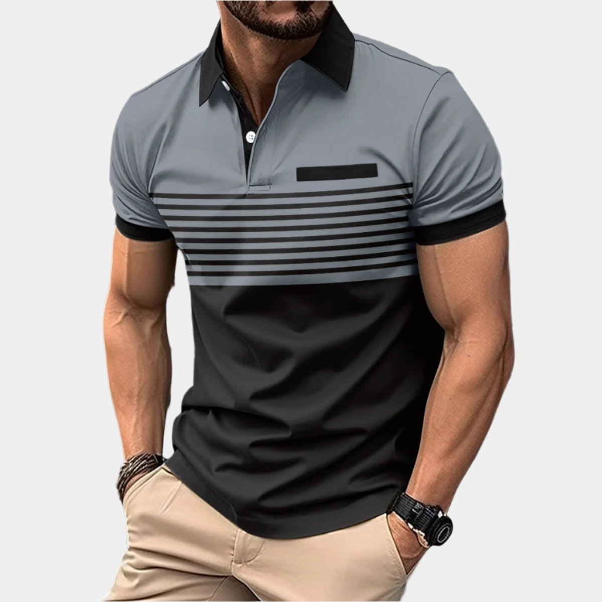 Striped Muscle Fit Polo