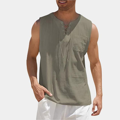 Sleeveless Drawstring Shirt