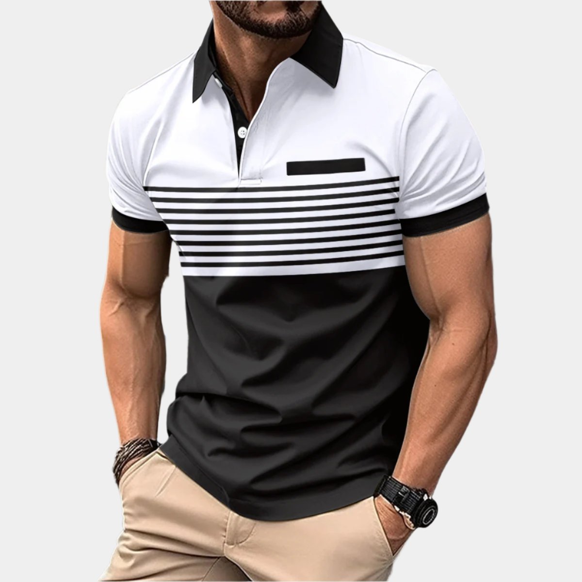 Striped Muscle Fit Polo